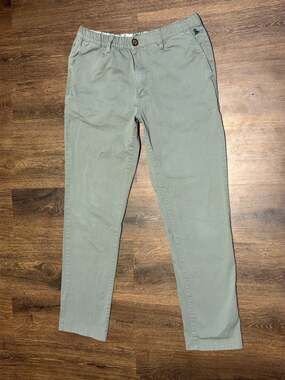 Chubbies Mens Regular Fit Pants Size Medium Sage Green Elastic Waist Chino 30.5